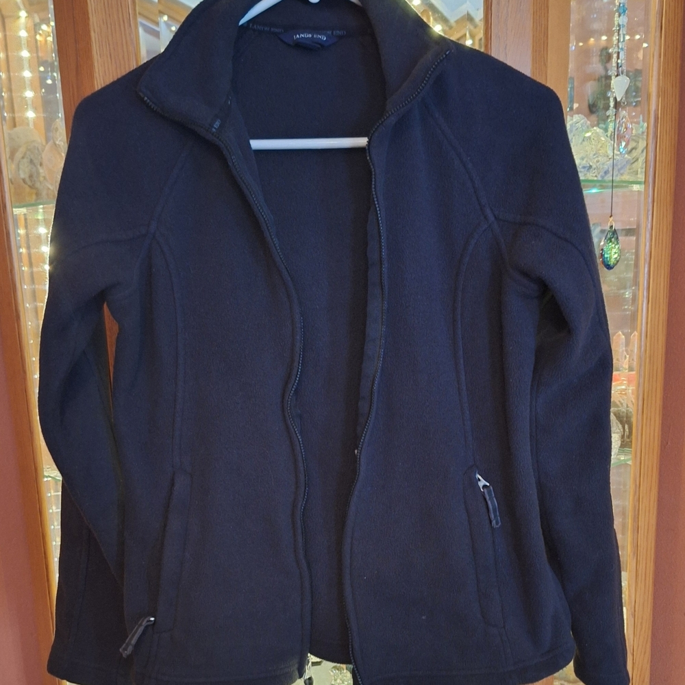 Lands' End Women's Black Full‑Zip Fleece Jacket Sz XS